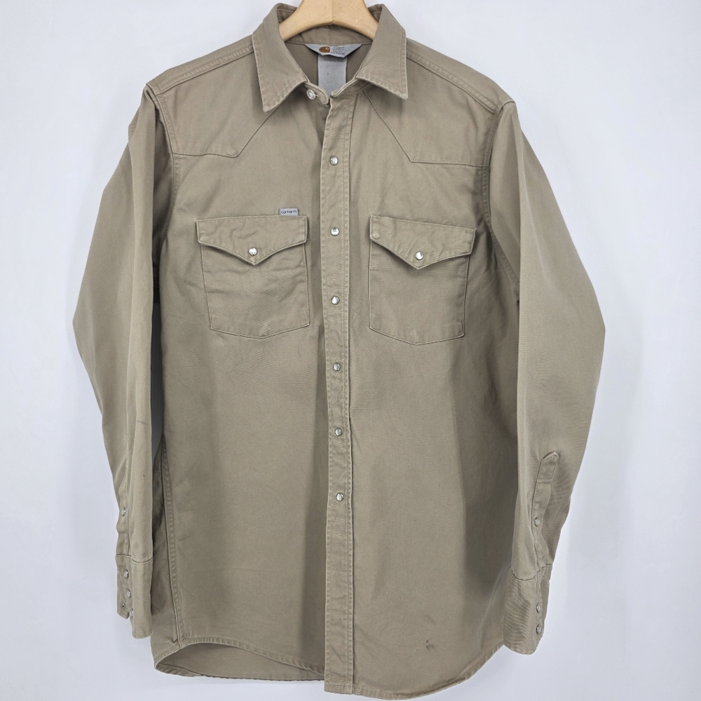 Carhartt Rugged Outdoor Wear Men's Long Sleeve Shirt Khaki L.